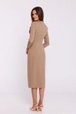 Chic Midi Pencil Dress with V-Neck and Floral Accent