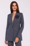 Elegant Women's Slim Fit Woven Jacket with Floral Detail