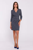 Elegant V-Neck Dress with Stylish Stitching & Belt