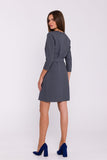 Elegant V-Neck Dress with Stylish Stitching & Belt