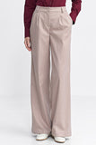 Elegant Wide Leg Pants with Contrast Stripes and Pleats