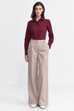 Elegant Wide Leg Pants with Contrast Stripes and Pleats