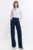 Elegant High-Rise Bootcut Pants with Chic Tennis Stripes