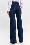 Elegant High-Rise Bootcut Pants with Chic Tennis Stripes