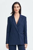Elegant Striped Double-Breasted Blazer for Versatile Styling