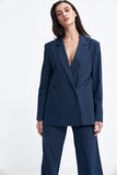 Elegant Striped Double-Breasted Blazer for Versatile Styling