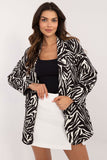 Elegant Animal Motif Women's Jacket with Shoulder Pads