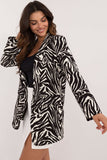 Elegant Animal Motif Women's Jacket with Shoulder Pads