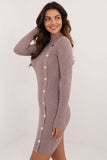 Elegant Knitted Pencil Dress with Half Turtleneck and Buttons