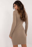 Chic Knitted Pencil Dress with Half Turtleneck and Buttons