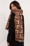Chic Geometric Pattern Viscose Scarf with Tassels