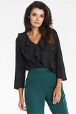 Chic V-Neck Blouse with Ruffles for Elegant Styling