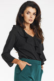 Chic V-Neck Blouse with Ruffles for Elegant Styling