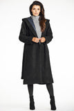 Elegant Black Coat with Shawl Collar and Hood for Autumn