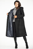 Elegant Black Coat with Shawl Collar and Hood for Autumn