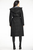 Elegant Black Coat with Shawl Collar and Hood for Autumn
