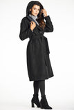 Elegant Black Coat with Shawl Collar and Hood for Autumn