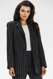 Elegant Striped Blazer with Loose Fit and Contrast Lining