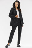 Elegant Striped Blazer with Loose Fit and Contrast Lining