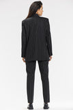 Elegant Striped Blazer with Loose Fit and Contrast Lining