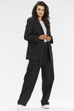 Elegant Black Wide-Leg Pants with White Stripe Detail