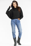 Elegant Loose-Fitting Kimono Turtleneck Sweater in Black