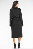 Chic Black Kimono Midi Dress with Turtleneck and Slits