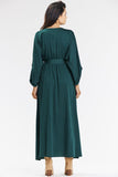 Elegant Loose Maxi Dress with Envelope Neckline in Green