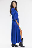 Elegant Loose Maxi Dress with Envelope Neckline in Blue