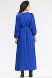 Elegant Loose Maxi Dress with Envelope Neckline in Blue