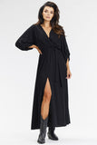 Elegant Loose Maxi Dress with Envelope Neckline and Slit