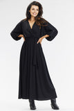 Elegant Loose Maxi Dress with Envelope Neckline and Slit