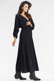Elegant Loose Maxi Dress with Envelope Neckline and Slit