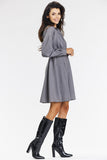Elegant Gray Flared Shirt Dress for Formal Occasions