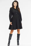 Elegant Black Flared Shirt Dress for Formal Occasions