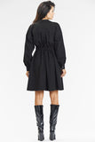 Elegant Black Flared Shirt Dress for Formal Occasions