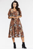 Elegant Floral Kimono Midi Dress with Long Sleeves