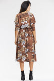 Elegant Floral Kimono Midi Dress with Long Sleeves