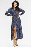 Elegant Maxi Shirt Dress with Tie Waist and Long Sleeves
