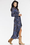 Elegant Maxi Shirt Dress with Tie Waist and Long Sleeves