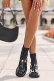 Chic Lacquered Women's Boots with Modern Buckle Detail