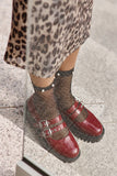 Chic Eco Leather Half Shoes with Adjustable Straps for Women