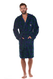 Elegant Men's Bathrobe with Piping Trim & Embroidery