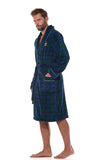 Elegant Men's Bathrobe with Piping Trim & Embroidery