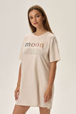 Cosmic Moon-Print Nightgown for Dreamy Sleep Comfort