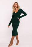 Elegant Fitted Midi Sweater Dress with Unique Texture