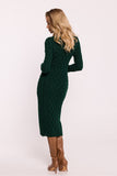 Elegant Fitted Midi Sweater Dress with Unique Texture