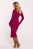 Elegant Variegated Sweater Dress with V-Neck and Long Sleeves
