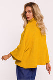 Cozy Oversized Turtleneck Sweater with 7/8-Length Sleeves