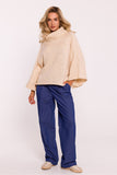 Cozy Oversized Turtleneck Sweater with Stylish 7/8 Sleeves